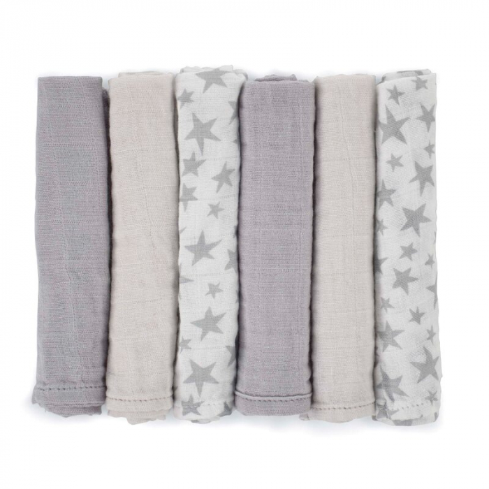 Set 6 scutece, Jane, Din muselina de bambus, Hipoalergenice, 35 x 35 cm, Star [2]