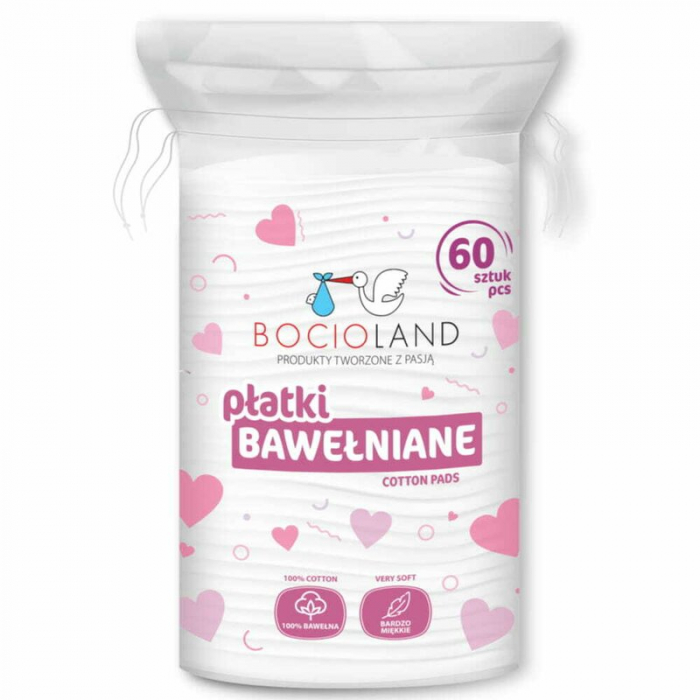 Set 60 dischete, Bocioland, Hipoalergenice, Absorbtie excelenta, Utilizare universala, Bumbac, 11x9 cm, White [1]