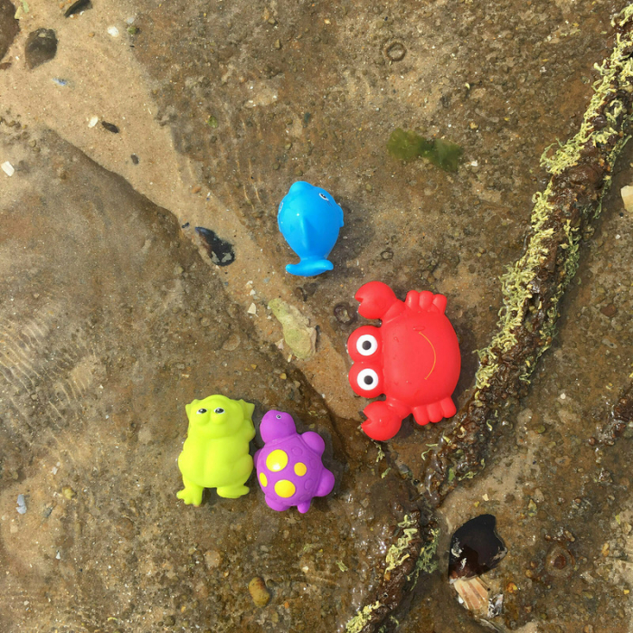 Set 7 animalute de baie, Fara gauri, Cu gentuta pentru transport, Fara BPA, Floating Sea Friends, Playgro, New Blue [2]