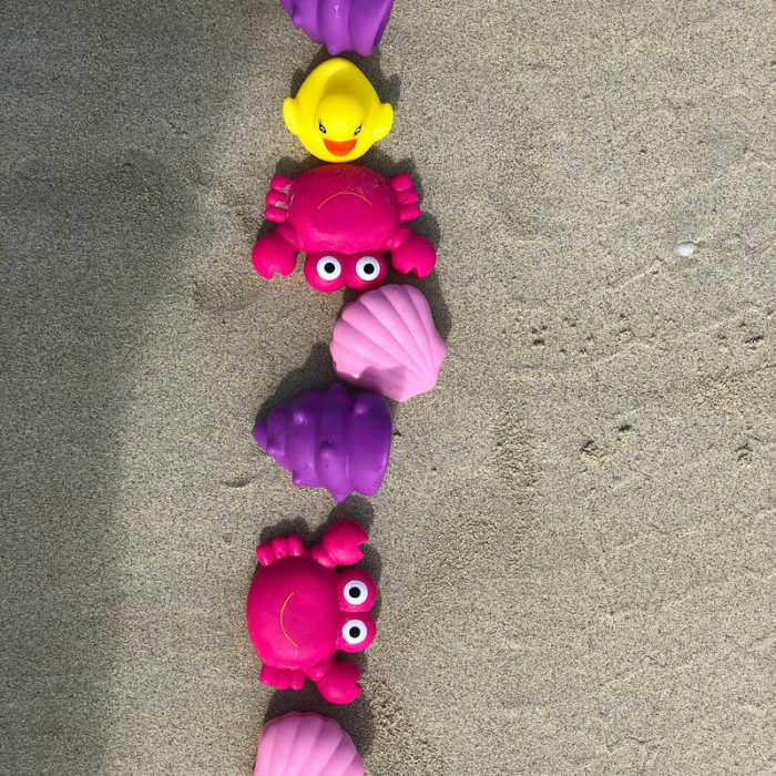 Set 7 animalute de baie, Fara gauri, Cu gentuta pentru transport, Fara BPA, Floating Sea Friends, Playgro, Pink [6]