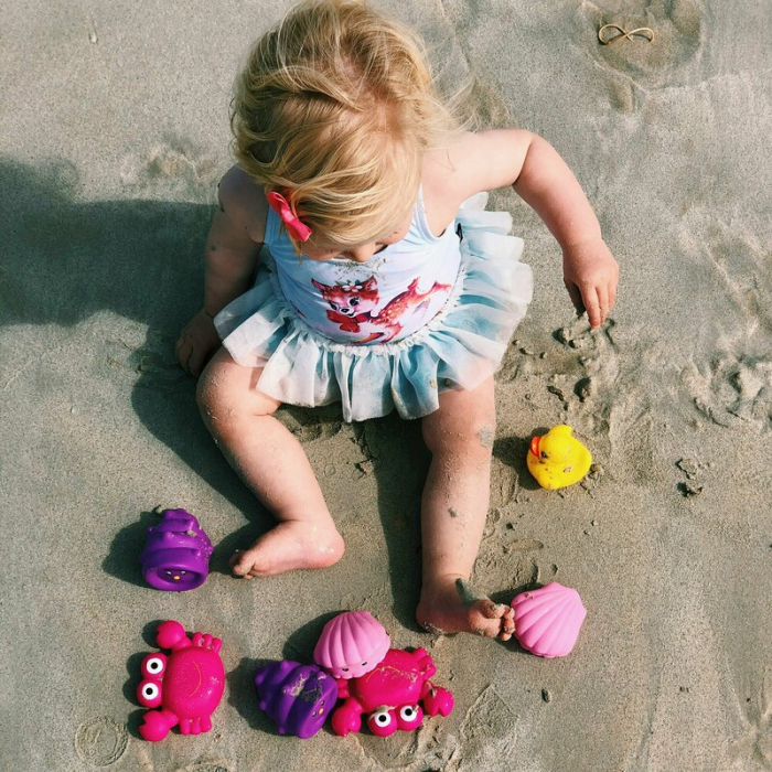 Set 7 animalute de baie, Fara gauri, Cu gentuta pentru transport, Fara BPA, Floating Sea Friends, Playgro, Pink [2]