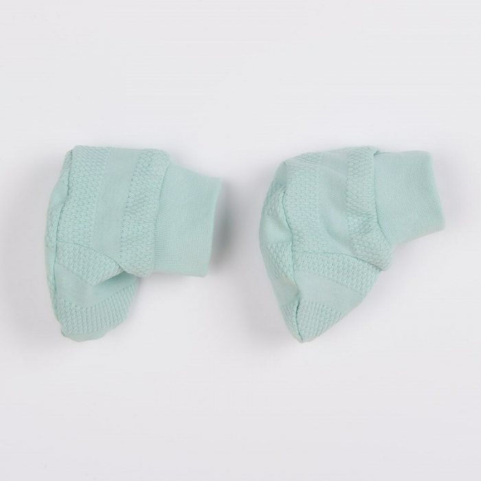 Set 7 piese: body cu maneca lunga, bluza, pantalonasi cu botosei, salopeta fara maneci, caciulita, manusi, botosei, Marime 56, Din bumbac 100%, New Baby, I am Blue [8]