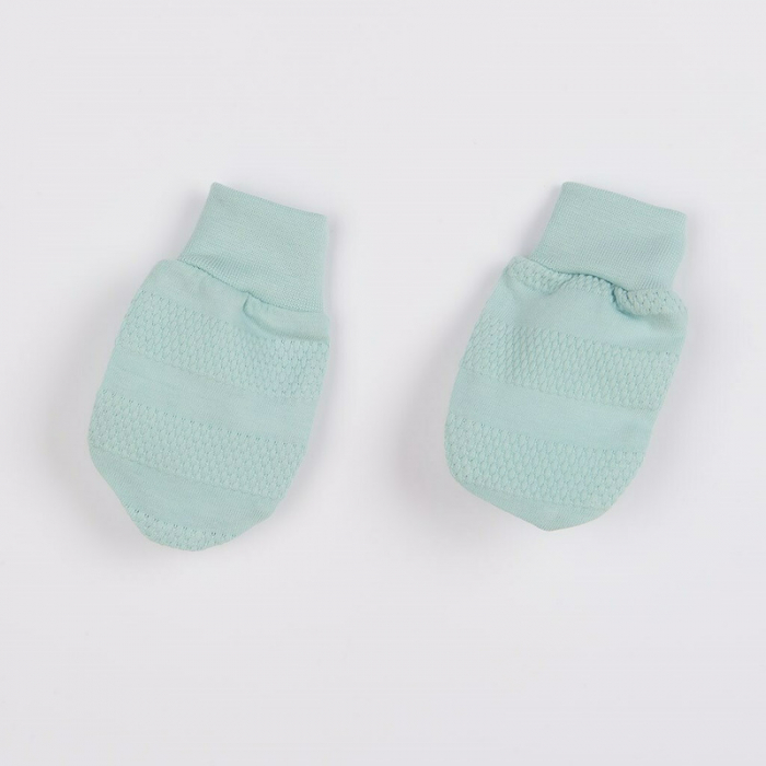 Set 7 piese: body cu maneca lunga, bluza, pantalonasi cu botosei, salopeta fara maneci, caciulita, manusi, botosei, Marime 56, Din bumbac 100%, New Baby, I am Blue [9]