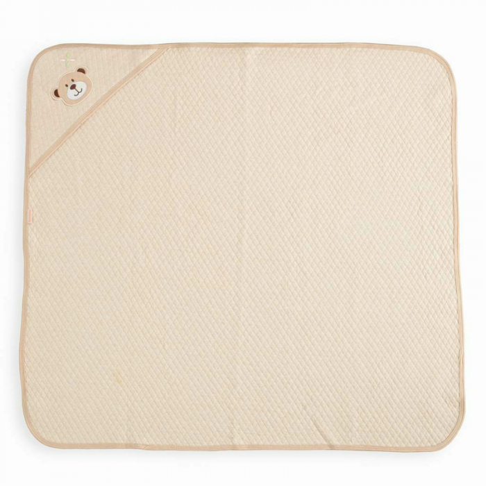 Set cadou 5 piese din bumbac organic, salopeta, baveta, paturica cu gluga, jucarie, Marime 0 - 3 luni, New Baby, Beige [7]