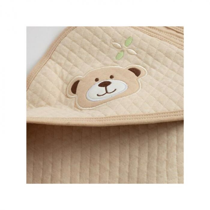 Set cadou 5 piese din bumbac organic, salopeta, baveta, paturica cu gluga, jucarie, Marime 0 - 3 luni, New Baby, Beige [6]