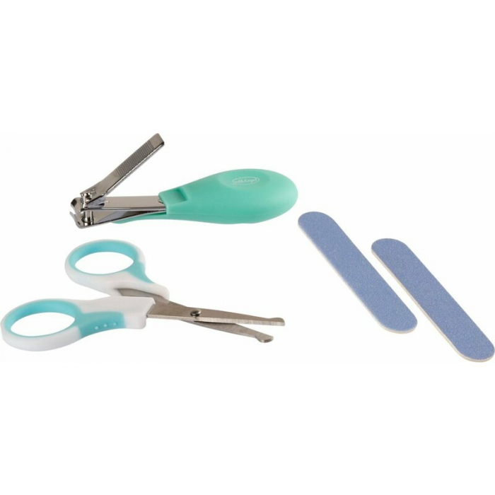 Set de ingrijire, Playgro, Include unghiera, fofecuta si doua pile, Cu manere moi si confortabile, Capete rotunjite la forfecuta, 0 luni+, Gentle Touch Nail Care Set [1]