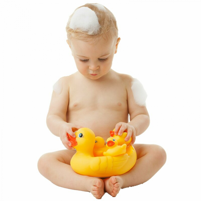 Set de joaca de baie, Ratusca cu trei bococi, Fara gauri, Playgro [2]