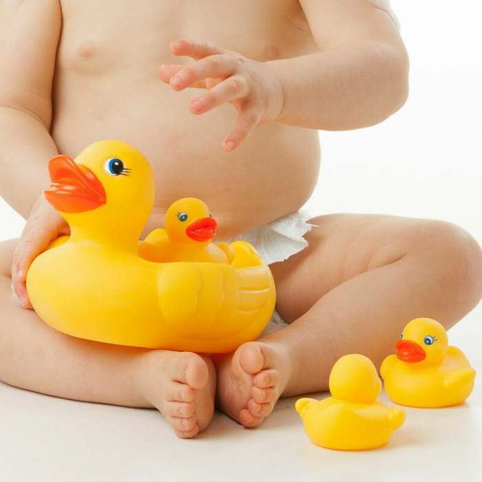 Set de joaca de baie, Ratusca cu trei bococi, Fara gauri, Playgro [5]