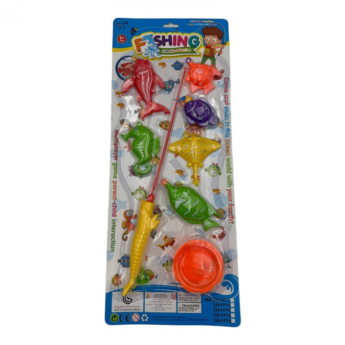 Set jucarii de baie, 8 piese, Cu unghita de pescuit , bol si jucarii marine  [1]