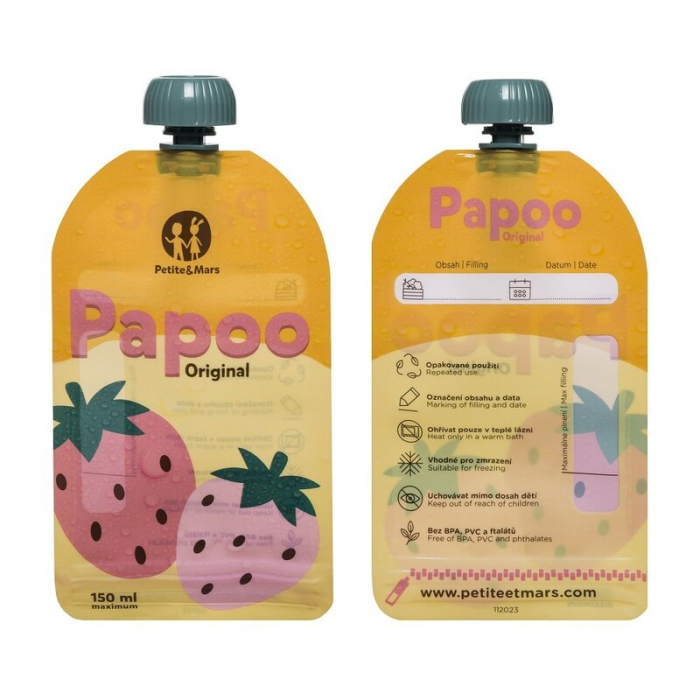 Set de pungi, Petite&Mars, Papoo, Pentru mancare, Reutilizabile, Perfect pentru calatorii, Fara BPA, 150 ml, Multicolor [5]
