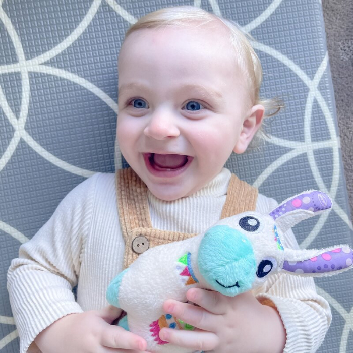 Set jucarii interactive, Playgro, Include 6 cupe pentru stivuire, 6 inele, o jucarie din plus si o jucarie cu ventuza, 6 luni+, Sensory Llama Explore and Play Gift Pack [13]