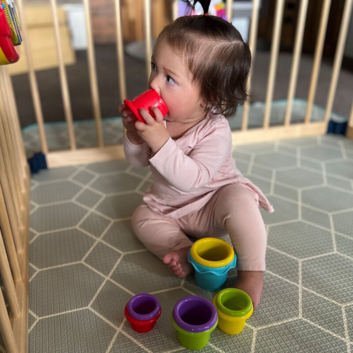 Set jucarii interactive, Playgro, Include 6 cupe pentru stivuire, 6 inele, o jucarie din plus si o jucarie cu ventuza, 6 luni+, Sensory Llama Explore and Play Gift Pack [19]