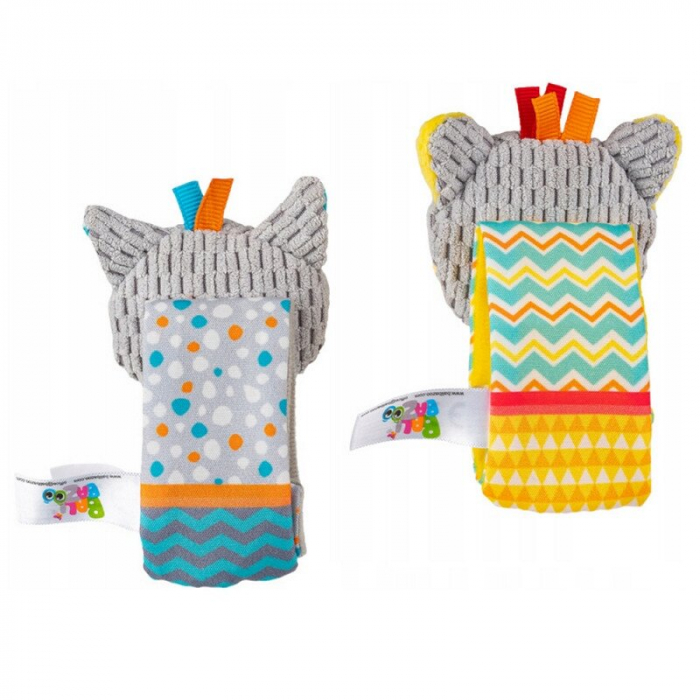 Set jucarii zornaitoare, Balibazoo, Animale, 2 bratari, Inchidere cu velcro, Stimuleaza dezvoltarea senzoriala si tactila, 0 luni+, Multicolor [3]