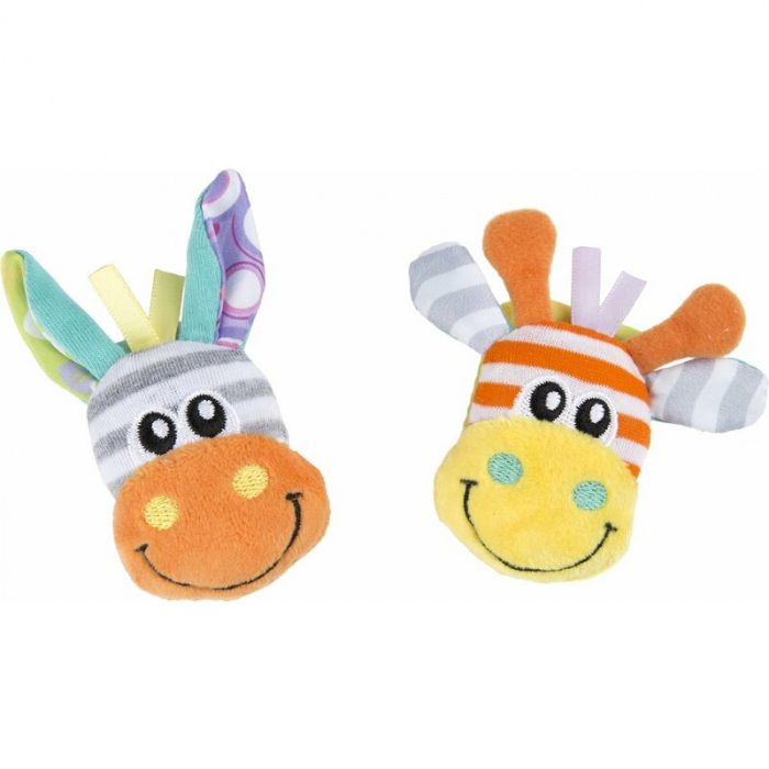Set jucarii zornaitoare, Playgro, Include sosete interactive si 2 bratari, Inchidere cu velcro, Stimuleaza dezvoltarea senzoriala si tactila, 6 luni+, Jungle Wrist Rattle and Foot Finder [4]
