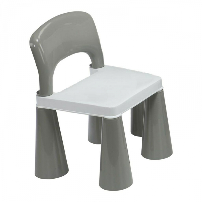 Set masuta si doua scaune pentru copii, Grey and White, Cu parte detasabila si reversibila, Partea reversibila pentru Lego Duplo, New Baby [4]
