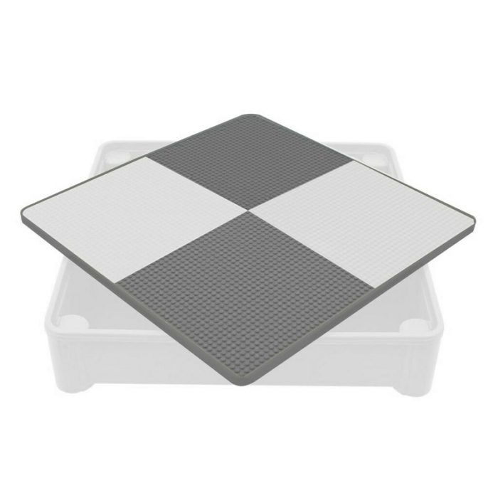 Set masuta si doua scaune pentru copii, Grey and White, Cu parte detasabila si reversibila, Partea reversibila pentru Lego Duplo, New Baby [3]