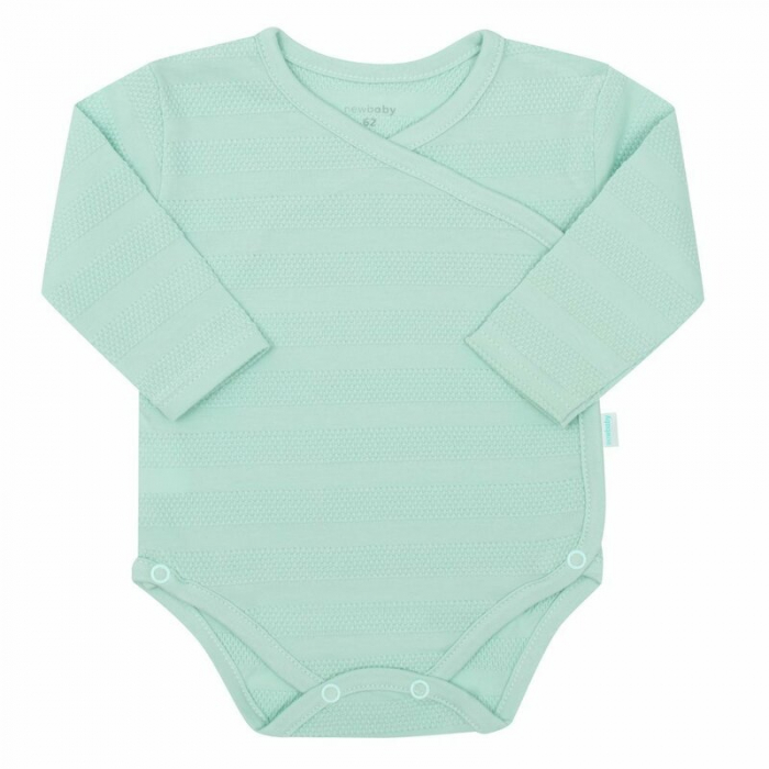 Set pentru bebe, New Baby, I AM, 7 piese, Cu botosei, jacheta maneca lunga, caciulita, body cu maneca lunga, pantalonasi si salopeta cu botosei si manusi, 100% bumbac, Marime 56, 0-3 luni, Mint [8]