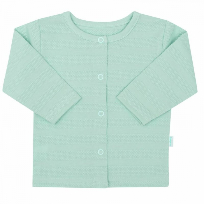 Set pentru bebe, New Baby, I AM, 7 piese, Cu botosei, jacheta maneca lunga, caciulita, body cu maneca lunga, pantalonasi si salopeta cu botosei si manusi, 100% bumbac, Marime 56, 0-3 luni, Mint [3]