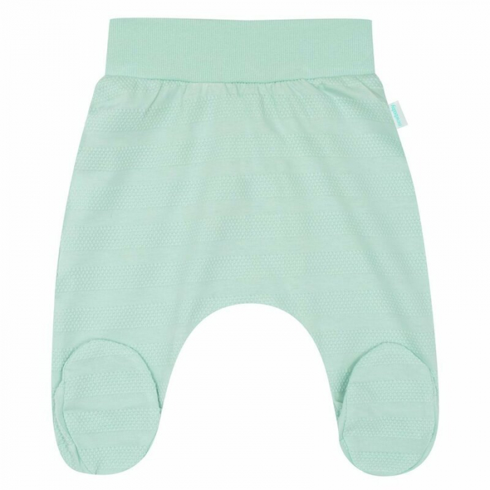 Set pentru bebe, New Baby, I AM, 7 piese, Cu botosei, jacheta maneca lunga, caciulita, body cu maneca lunga, pantalonasi si salopeta cu botosei si manusi, 100% bumbac, Marime 56, 0-3 luni, Mint [9]