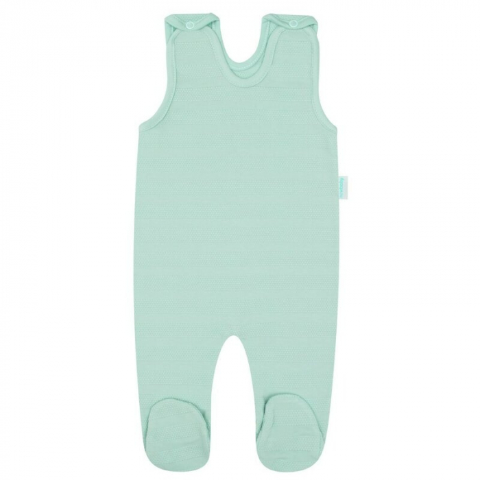 Set pentru bebe, New Baby, I AM, 7 piese, Cu botosei, jacheta maneca lunga, caciulita, body cu maneca lunga, pantalonasi si salopeta cu botosei si manusi, 100% bumbac, Marime 56, 0-3 luni, Mint [7]