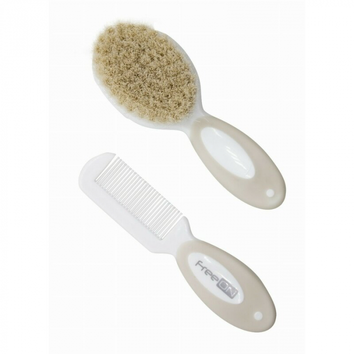 Set perie si pieptene, FreeON, Din peri naturali, 0 luni+, White [2]
