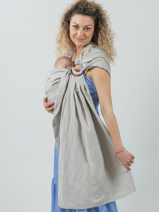 Sling cu Inele ISARA Silver Grey Bamboo Linen [4]