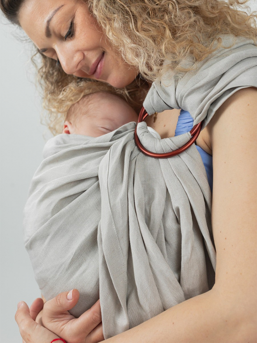 Sling cu Inele ISARA Silver Grey Bamboo Linen [6]