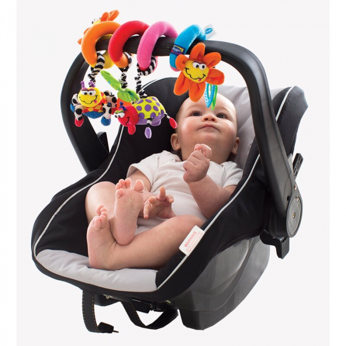 Spirala cu jucarii, Playgro, Multifunctionale pentru carucior, scoica auto si patut, Cu jucarie de dentitie, Amazing Garden Twirly Whirly, 33 cm [1]
