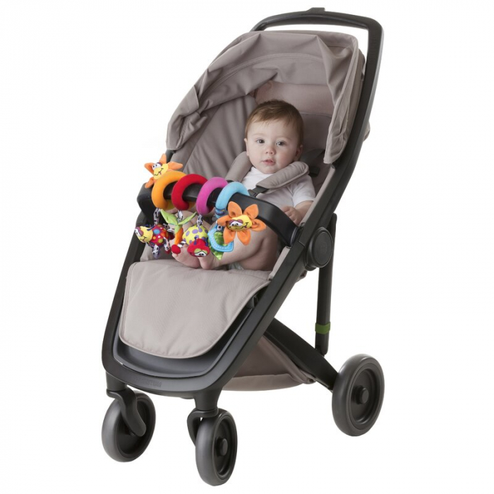 Spirala cu jucarii, Playgro, Multifunctionale pentru carucior, scoica auto si patut, Cu jucarie de dentitie, Amazing Garden Twirly Whirly, 33 cm [8]