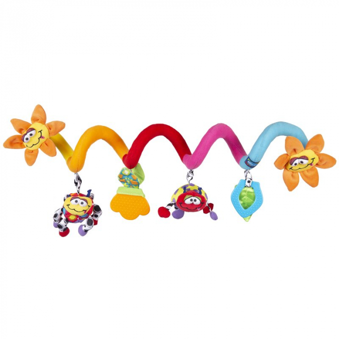 Spirala cu jucarii, Playgro, Multifunctionale pentru carucior, scoica auto si patut, Cu jucarie de dentitie, Amazing Garden Twirly Whirly, 33 cm [2]