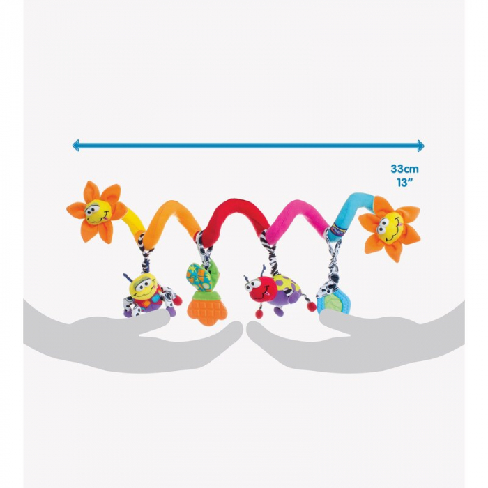 Spirala cu jucarii, Playgro, Multifunctionale pentru carucior, scoica auto si patut, Cu jucarie de dentitie, Amazing Garden Twirly Whirly, 33 cm [6]