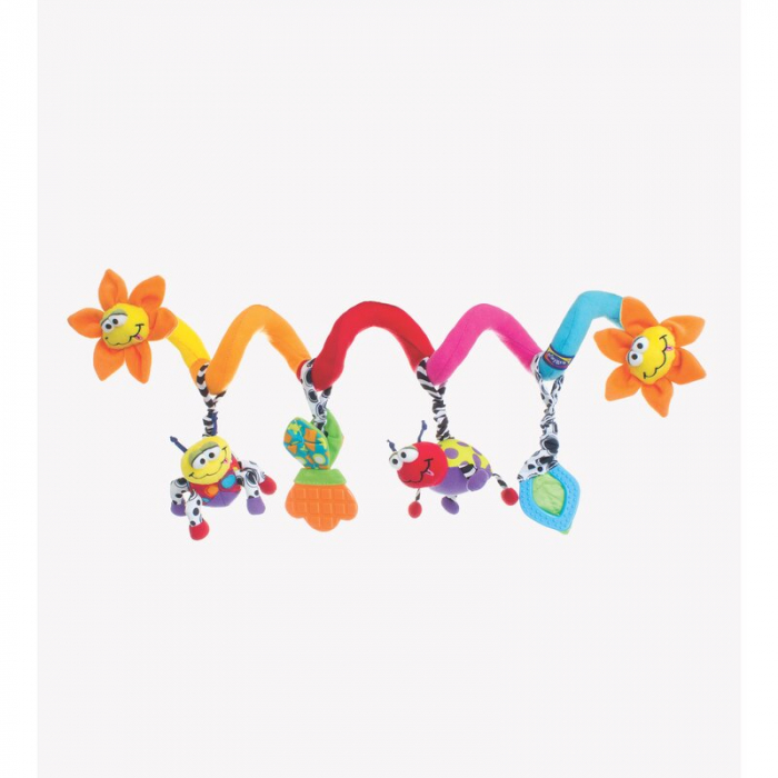 Spirala cu jucarii, Playgro, Multifunctionale pentru carucior, scoica auto si patut, Cu jucarie de dentitie, Amazing Garden Twirly Whirly, 33 cm [5]