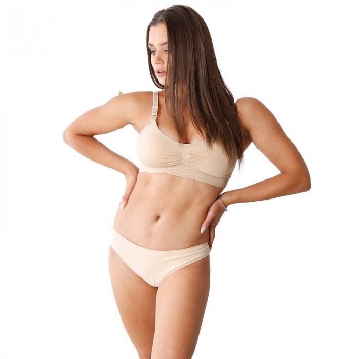 Sutien pentru alaptat Klara, Din 90% poliamida si 10% elastan, Masura XL, Beige [9]