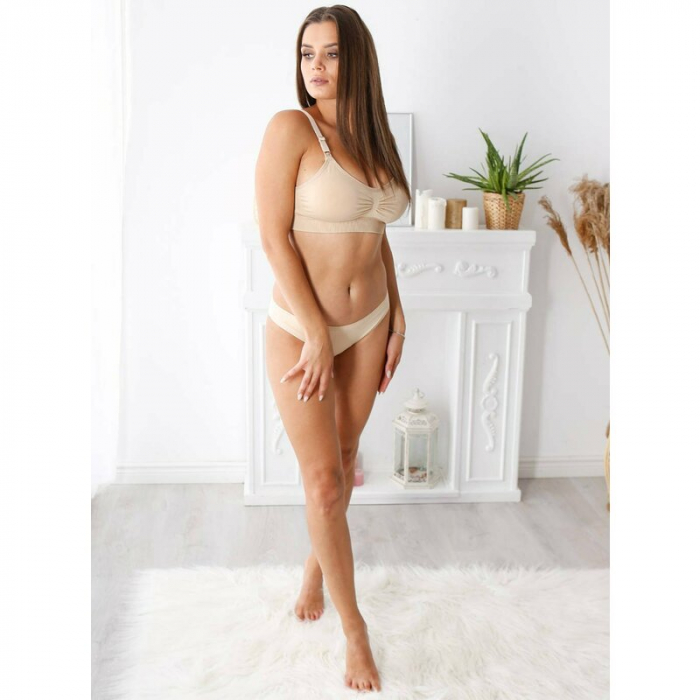 Sutien pentru alaptat Klara, Din 90% poliamida si 10% elastan, Masura XL, Beige [7]