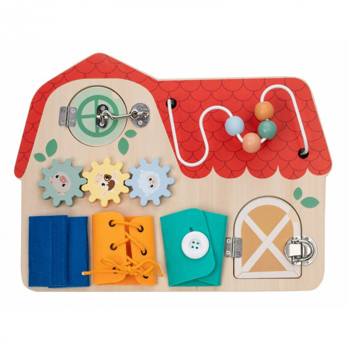 Tablita cu activitati, Free2Play, Din lemn, Cu elemente interactive, Dezvolta coordonarea mana-ochi, 40x30x6,5 cm, 18 luni+, Multicolor [2]
