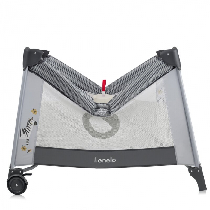 Tarc de joaca copii, Lionelo, Bonnie, Pana la 15 kg, 100 x 100 cm, Pliere compacta, Include geanta de transport, Din plasa, Cu intrare laterala cu fermoar, Cu roti, Cu salteluta din spuma, Conform cu  [3]