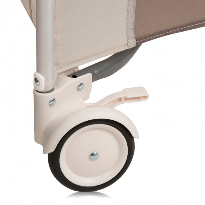 Tarc de joaca copii, Lionelo, Bonnie, Pana la 15 kg, 100 x 100 cm, Pliere compacta, Include geanta de transport, Din plasa, Cu intrare laterala cu fermoar, Cu roti, Cu salteluta din spuma, Conform cu  [9]