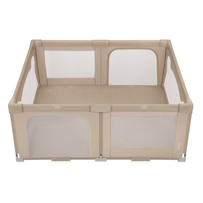 Tarc de joaca copii, Lionelo, Florence Easy Fold, 150 x 180 x 75 cm, Pliere, depliere automata, Include geanta de transport, Din plasa, Cu doua intrari laterale, 0-48 luni, Conform cu EN12227, Bej [8]