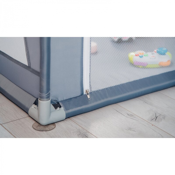 Tarc de joaca copii, Lionelo, Willow, 127 x 187 cm, Pliere compacta, Include geanta de transport, Din plasa, Cu doua intrari laterale si fermoar, Cu ventuze pentru stabilitate, Conform cu EN 12227:201 [30]