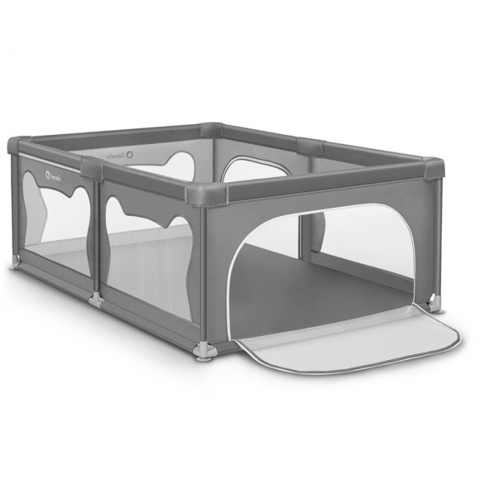 Tarc de joaca copii, Lionelo, Willow, 127 x 187 cm, Pliere compacta, Include geanta de transport, Din plasa, Cu doua intrari laterale si fermoar, Cu ventuze pentru stabilitate, Conform cu EN 12227:201 [1]