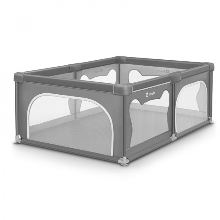 Tarc de joaca copii, Lionelo, Willow, 127 x 187 cm, Pliere compacta, Include geanta de transport, Din plasa, Cu doua intrari laterale si fermoar, Cu ventuze pentru stabilitate, Conform cu EN 12227:201 [3]
