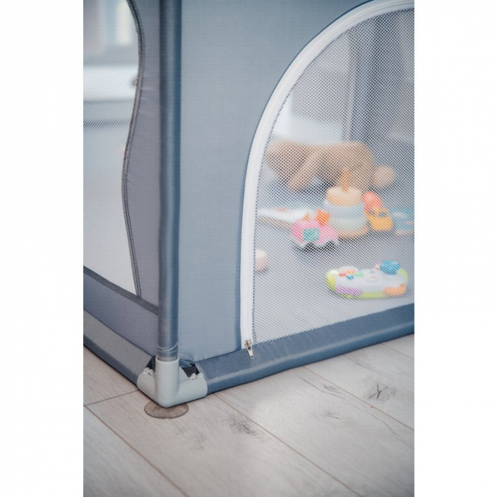 Tarc de joaca copii, Lionelo, Willow, 127 x 187 cm, Pliere compacta, Include geanta de transport, Din plasa, Cu doua intrari laterale si fermoar, Cu ventuze pentru stabilitate, Conform cu EN 12227:201 [30]