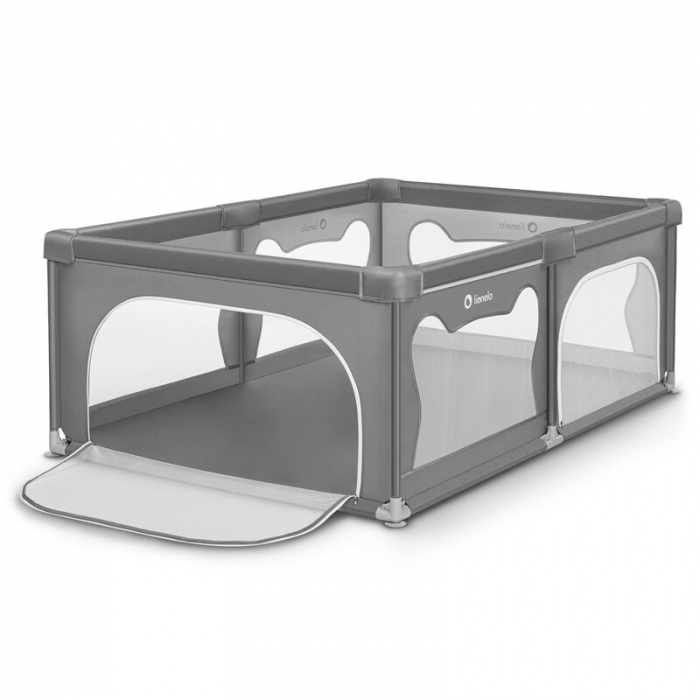 Tarc de joaca copii, Lionelo, Willow, 127 x 187 cm, Pliere compacta, Include geanta de transport, Din plasa, Cu doua intrari laterale si fermoar, Cu ventuze pentru stabilitate, Conform cu EN 12227:201 [4]