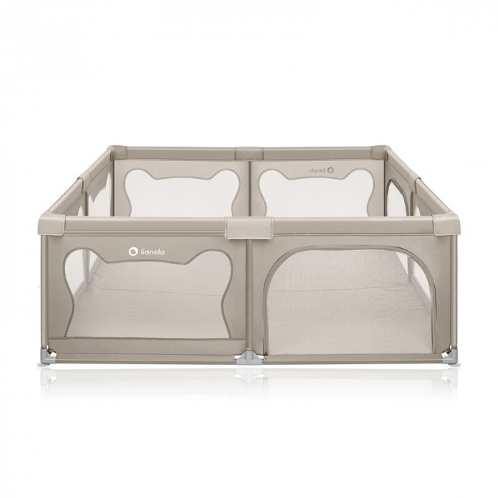 Tarc de joaca copii, Lionelo, Willow XL,180 x 200 cm, Pliere compacta, Include geanta de transport, Din plasa, Cu doua intrari laterale si fermoar, Cu ventuze pentru stabilitate, Conform cu EN 12227:2 [4]
