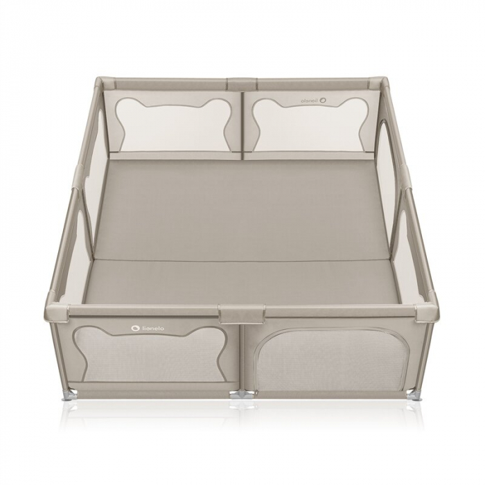 Tarc de joaca copii, Lionelo, Willow XL,180 x 200 cm, Pliere compacta, Include geanta de transport, Din plasa, Cu doua intrari laterale si fermoar, Cu ventuze pentru stabilitate, Conform cu EN 12227:2 [6]