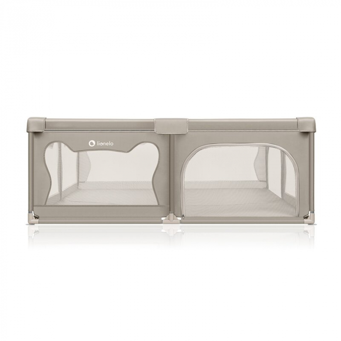 Tarc de joaca copii, Lionelo, Willow XL,180 x 200 cm, Pliere compacta, Include geanta de transport, Din plasa, Cu doua intrari laterale si fermoar, Cu ventuze pentru stabilitate, Conform cu EN 12227:2 [7]