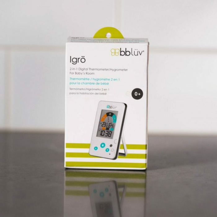 Termometru/Higrometru digital, Bbluv, 2 in 1, Igro, Cu ceas si alarma, Ecran LCD, Pe baza de baterii AAA, White [14]