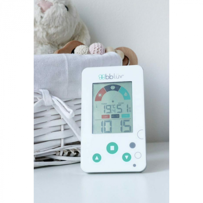 Termometru/Higrometru digital, Bbluv, 2 in 1, Igro, Cu ceas si alarma, Ecran LCD, Pe baza de baterii AAA, White [13]