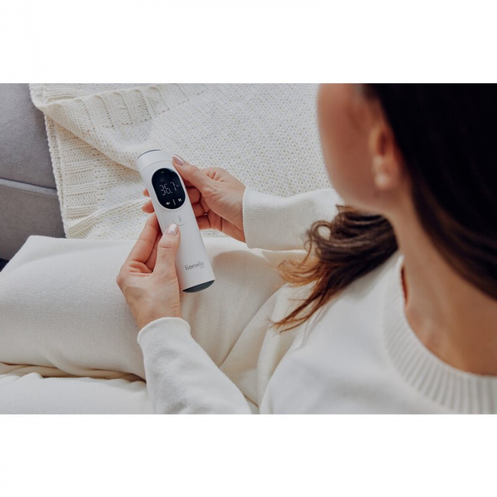 Termometru, Lionelo, FeverScan, Cu infrarosu, Fara contact, Rezultat ultrarapid, Potrivit si pentru alimente, Cu 4 moduri de functionare, Cu indicator LED si alarma sonora, Cu husa de depozitare [27]
