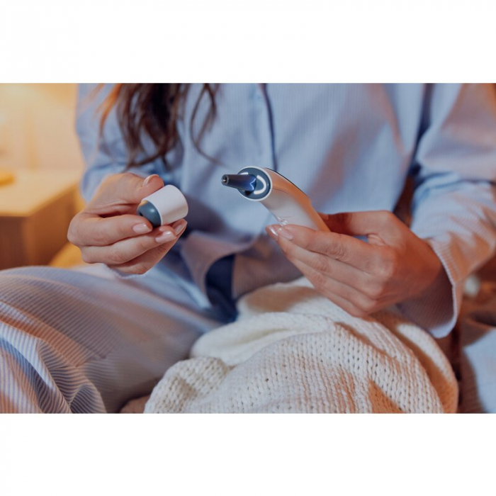 Termometru, Lionelo, FeverScan, Cu infrarosu, Fara contact, Rezultat ultrarapid, Potrivit si pentru alimente, Cu 4 moduri de functionare, Cu indicator LED si alarma sonora, Cu husa de depozitare [18]